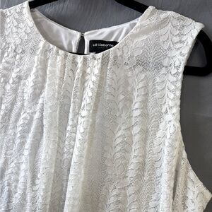 Liz Claiborne White Lace Sleeveless Dress Shirt